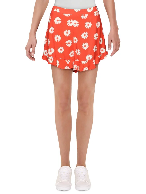 Womens High Waist Floral Casual Shorts