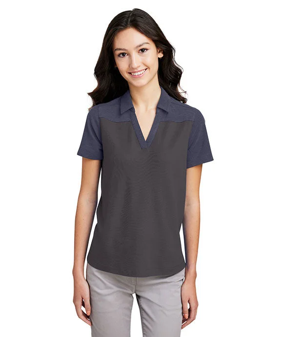 CE112CW - Core 365 Ladies Fusion ChromaSoft Colorblock Polo Shirt | Carbon/Classic Navy Heather