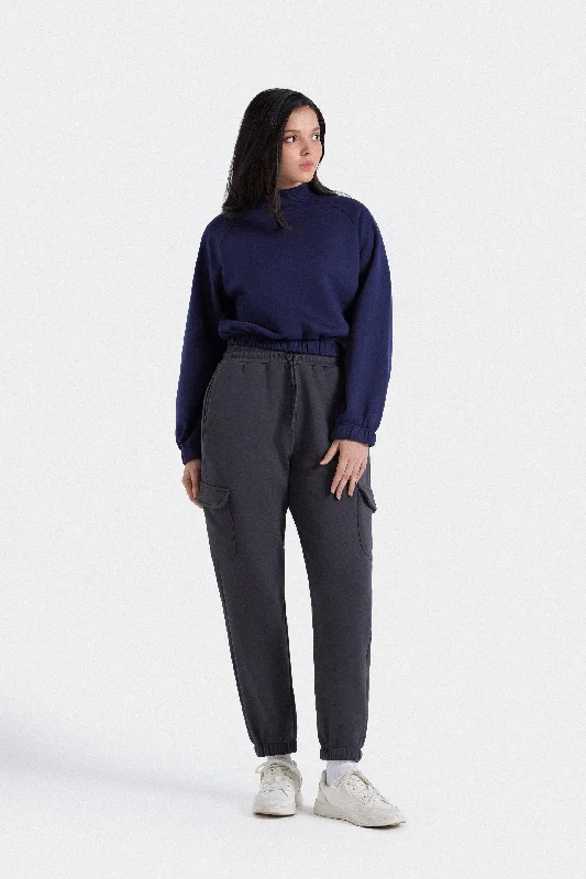 Mock Neck Super Cropped Fleece Sweatshirt